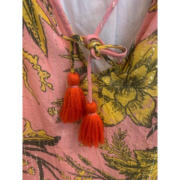 Vero Alfi Maldiva Boho Peasant Blouse w Tassels and Metallic Made in India‎ sz 2 - Picture 9 of 9